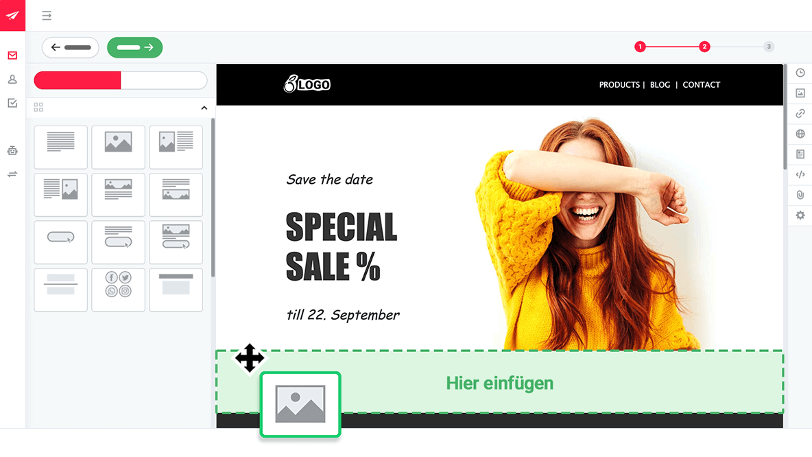Editor rapidmail per creare e inviare newsletter